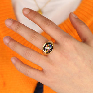 Promotion 2023 nouvelle bague plaquée <span class=keywords><strong>or</strong></span> de haute qualité, bijoux de mode classique pour femmes - Product Image 3