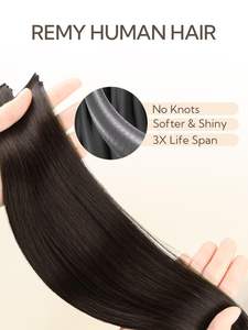 Extensions de cheveux invisibles à bandes adhésives 16-28 pouces 100g 20 pièces Cheveux humains Remy lisses brun foncé - Product Image 4