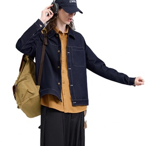 Veste courte décontractée personnalisée pour homme, bleu vintage délavé, 100% coton, coutures contrastées de haute qualité, veste en jean pour homme - Product Image 3