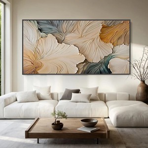 Elegante <span class=keywords><strong>Arte</strong></span> de Pared Texturizado con Tonos Neutros Florales Etéreos Abstractos, Exquisita Pintura al Óleo Abstracta, <span class=keywords><strong>Arte</strong></span> de Pared Botánico Moderno - Product Image 4