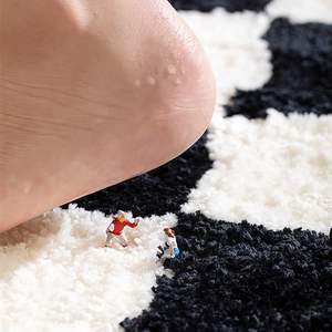 מצחיק חמוד שחור לבן ילדים שטיח קטן שטיח חדר שינה ליד המיטה ליד המיטה shaggy שטיח רך סופר סופג אמבטיה - Product Image 4