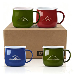 Tasse à café en émail personnalisée de 12 oz, forme de tambour bombé, avec logo imprimé, directement de l'usine, pour chocolat chaud - Product Image 1