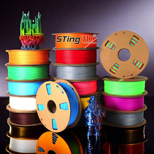 เส้นพลาสติก PLA EU Sting3D 1 กก. สำหรับเครื่องพิมพ์ 3 มิติแบบ FDM ขนาด 1.75 มม. 1 กก./ม้วน ความทนทานและความแข็งดี พร้อมส่งจากโรงงาน - Product Image 1