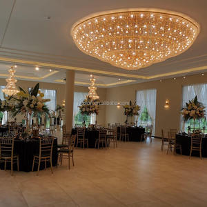 Candelabro de cristal de hierro europeo para salas de banquetes Gran solución de iluminación montada al ras Instalación de proyectos profesionales de hotel - Product Image 5