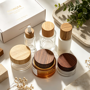 Custom Logo Cosmetic Cream Jars With Clear <b>Container</b> And <b>Bamboo</b> Wooden Screw Caps For Skincare Packaging - Product Image 5