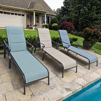 Chaise longue de jardin portable d'extérieur, chaise longue de plage, chaise longue de piscine, chaise longue rembourrée en maille textilène pliable, chaise longue de jardin, chaise longue de véranda, chaise longue de cour, chaise longue d'hôtel