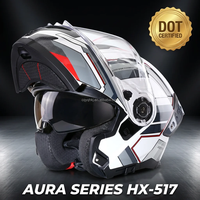 Casque de moto modulaire Moto Factory avec éclairage d'avertissement LED, homologué DOT, compatible Bluetooth, double visière