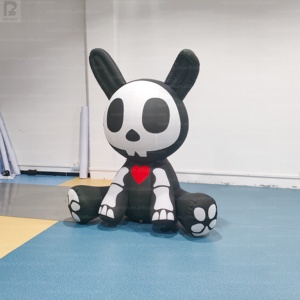 Conejo Esqueleto Inflable Gigante de 2m con Luces LED, Conejo con Calavera Iluminada para Decoración de Halloween/Casa Embrujada/Carnaval/Evento Nocturno - Product Image 3