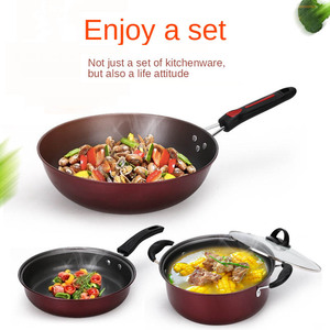 2024 vendi ben fini in ferro 3 pezzi Set <span class=keywords><strong>pentole</strong></span> e padelle antiaderenti Set di <span class=keywords><strong>pentole</strong></span> per cucinare Set di <span class=keywords><strong>pentole</strong></span> antiaderenti - Product Image 4