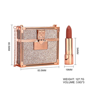 MLM 3 Colors Matte Shimmer Satin Vegan Cruelty Free Lipstick <b>Set</b> Luxury Gold Chain Bag Waterproof Moisturizing Long Lasting - Product Image 6