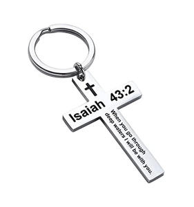 LLavero de Cruz religiosa de acero inoxidable de Isaiah Mattew <span class=keywords><strong>Luke</strong></span>, joyería cristiana, llavero de la Santa Biblia, regalo - Product Image 1