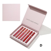 Set de Regalo de Cosméticos para Mujer, Marca Privada OEM ODM, 6 Colores, Lápiz Labial Líquido Mate de Larga Duración, Resistente al Agua y Antiadherente