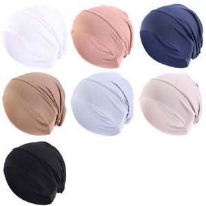 Stretchy Unisex Dome Bottom <b>Head</b> <b>Wrap</b> Turbans Solid Color Elastic Inner Hijab Dome Cap Travel Beach Casual - Product Image 2