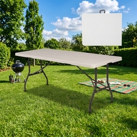 Table pliante en plastique HDPE blanc longue de 6 pieds, facile à nettoyer, portable, pour l'extérieur, les fêtes, les événements, pliable en deux