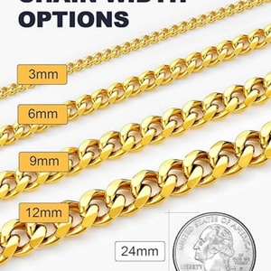 Cadena Cubana Miami de Acero Inoxidable 316L Chapada en Oro de 18k con Corte de Diamante para Hombre y Mujer, Collar de Cadena Curb Estilo Hip Hop - Product Image 4