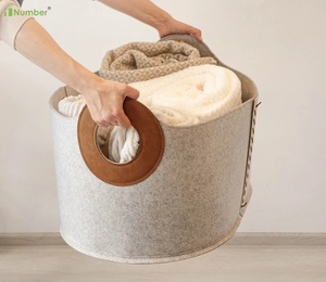 New Upgrade <strong>Large</strong> <strong>Basket</strong> for Firewood Blanket Magazines Strong <strong>Log</strong> <strong>Basket</strong> Fireplace Accessories Felt Bin for Living Room Mudroom - Product Image 2