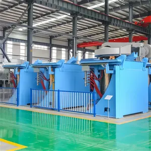 Steel Shell 750KG Capacity Induction Iron Melting Furnace Electrical Hydraulic Tilting Smelting Stove Machine for Sale