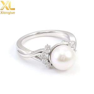 Fine Jewelry Custom Real Sold 18k Gold Freshwater Pearl Inlay Wedding Engagement <b>Couple</b> <b>Ring</b> Moissanite <b>Ring</b> Ladies' Day Gift - Product Image 3