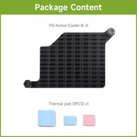 Disipador de Calor de Aluminio para Raspberry Pi 5 (Modelo Pi5-Active-Cooler-C) con Almohadillas Térmicas y Pines de Empuje con Resorte
