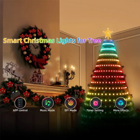 Guirlandes lumineuses LED intelligentes RGB pour sapin de Noël, effet cascade, avec télécommande via application, lumières féériques à changement de couleur pour fêtes de famille et vacances