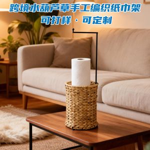 Portarrollos de papel tejido a mano de jacinto de agua transfronterizo, soporte para rollo de papel para mesa de comedor, soporte de papel tejido sin taladro para escritorio y cocina - Product Image 4