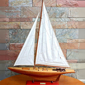 Constellation <b>Small</b> Nautical Cedar Wood Sailboat Schooner Yacht Model Painted Durable Tabletop NEW OMH Vietnam Home Decoration - Product Image 1