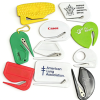 Ouvre-lettre personnalisé avec logo, couteau à papier manuel portable en plastique pour le bureau, idéal pour les enveloppes, les colis et le courrier – Cadeau promotionnel