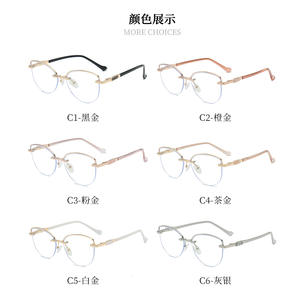 Nouvelles <span class=keywords><strong>lunettes</strong></span> pour femmes à monture demi-cerclée ovale, verres plats, anti-lumière bleue, <span class=keywords><strong>lunettes</strong></span> optiques pour myopie, monture en métal, <span class=keywords><strong>lunettes</strong></span> de prescription pour femmes - Product Image 4