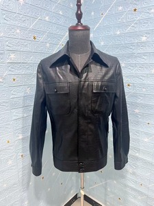 Nuova Giacca in <span class=keywords><strong>Pelle</strong></span> <span class=keywords><strong>Nera</strong></span> su Misura per Uomo, Taglia Grande, Stile Lampskin - Product Image 5