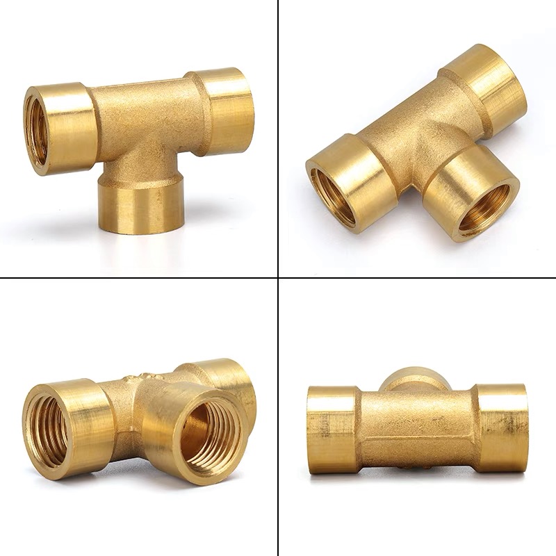 Brass Plumbing Pipe Fittings Female Hexagon Forged 3 Way Equal And Reduced Tee