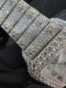 Montre pour homme de style hip-hop de haute qualité, entièrement sertie de diamants en moissanite VVS, bracelet en acier inoxydable mécanique - Product Image 5