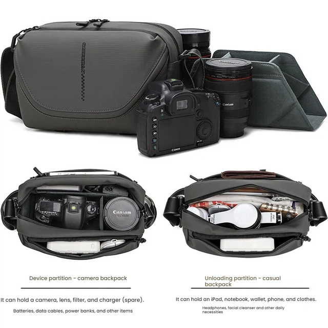 Waterproof Shockproof Large Capacity Single-Shoulder Men's Chest Bag for Fujifilm Oxford Fabric Mirrorless Cameras