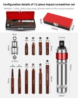 Tournevis à percussion manuel, extracteur de vis, pour vis rouillées et bloquées, en acier au chrome-vanadium OEM, 13 pièces