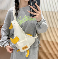 Sac à dos en toile motif canard bleu amusant pour fille, sac à dos personnalisé en toile pour enfants