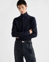 Pull en maille zippé sur le devant pour homme, col montant, manches longues, personnalisable avec logo, OEM/ODM, marque privée, tricot moderne haute performance