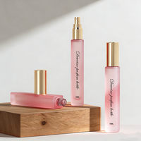 Vente directe de flacons de parfum mignons 10ML, flacon de parfum vide en verre rose, flacon de parfum rectangulaire avec couvercle doré