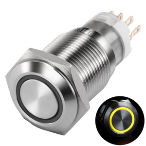 Đẩy nút đèn chuyển đổi nút latching kim loại phẳng vòng đầu 1no1nc điện <span class=keywords><strong>LED</strong></span> thắp sáng e-xe đạp không thấm nước giá thấp 16 Mét 3A IP65 - Product Image 4