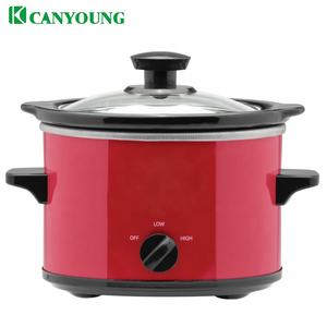Appareils de cuisine allemagne Standard CB électrique <span class=keywords><strong>rouge</strong></span> couleur marmite en céramique 1,5 l ronde manuelle Mini <span class=keywords><strong>mijoteuse</strong></span> - Product Image 1