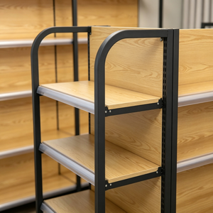 Estanterías Modernas <span class=keywords><strong>de</strong></span> <span class=keywords><strong>Madera</strong></span> y Metal para Supermercados, Unidad <span class=keywords><strong>de</strong></span> Estanterías <span class=keywords><strong>de</strong></span> Góndola <span class=keywords><strong>de</strong></span> Doble Cara <span class=keywords><strong>con</strong></span> Tapa Final para Exhibición en Tiendas Minoristas - Product Image 2
