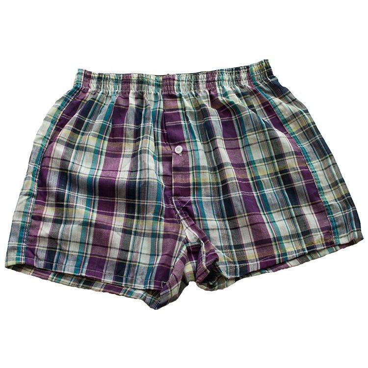 Bóxer corto tejido de algodón para hombre, ropa interior holgada