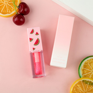 MLM Customizable Fruit Pattern Square Tube <b>Lip</b> Oil, Custom Color Cap, Plumping Watery <b>Lip</b> Gloss 3pcs Kit fuller <b>lips</b> oil - Product Image 1