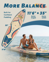 Planche de SUP gonflable ITAOSTAR 11'6"x35"x6" avec 5 ailerons, portable pour lacs et rivières, pompe et pagaie incluses