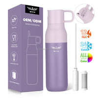 뜨거운 판매 절연 스테인레스 스틸 여행 텀블러 탄소 필터 500ml 깨끗한 마실 재사용 필터 물병