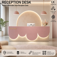 Bureau d'accueil laqué moderne et minimaliste, dimensions personnalisées, pour centre d'éducation préscolaire, parc pour enfants, hall d'entreprise et spa de beauté