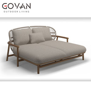 Diseño simple Outdoor Low Back Daybed Muebles de exterior Teca Villa Teca sólida con ratán Low Back Daybed - Product Image 2