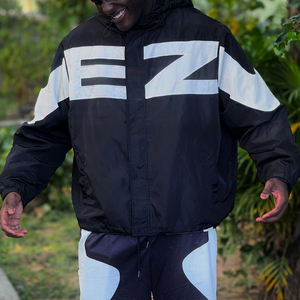 Spray Men's Autumn Print Long Sleeve Drawstring Hooded Trench Coat Colorblock Zipper Hooded Windbreaker Jackets for Men - Product Image 3