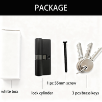 BBDHOME Cylindre de serrure double ouverture noir 70mm (35-35) en laiton pour porte en bois, avec coque en aluminium et 3 clés en laiton