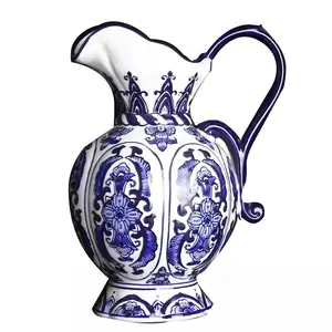 Jingdezhen tay sơn màu xanh và trắng ấm đun nước gốm bình hiện đại ấm trà bình hoa cho trang trí nội thất
