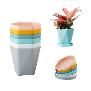 Southeast Asia Hot sale wholesale round thickened large resin plant pots plastic with tray