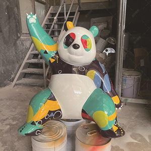 Sculpture de panda en fibre de verre, décoration animale à poser au sol pour extérieur - Product Image 3